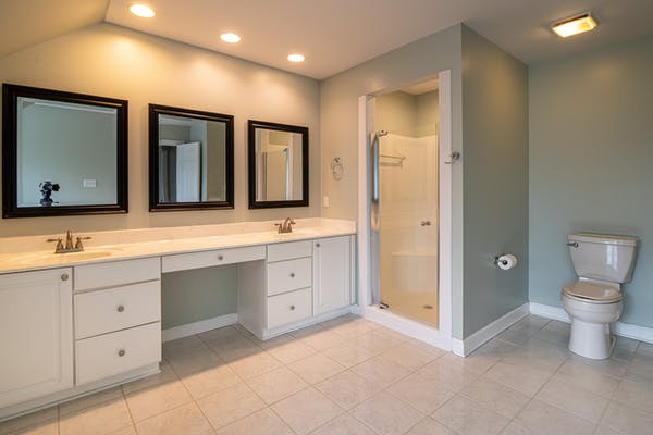 Interior Remodeled White Bathroom