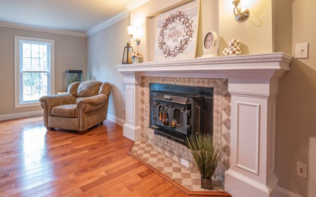 Interior Finshes Fire Place and Mantel with Crown Molding